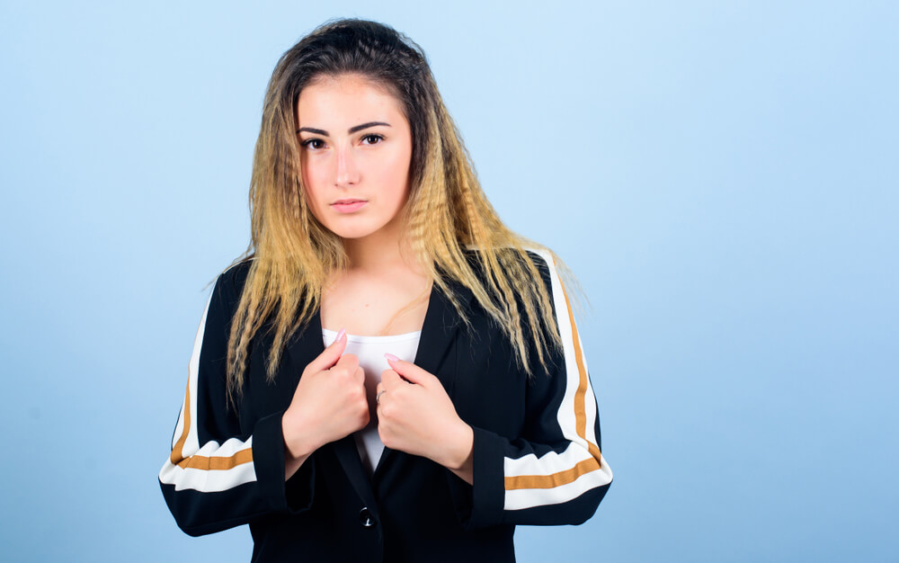 Woman with crimped hair