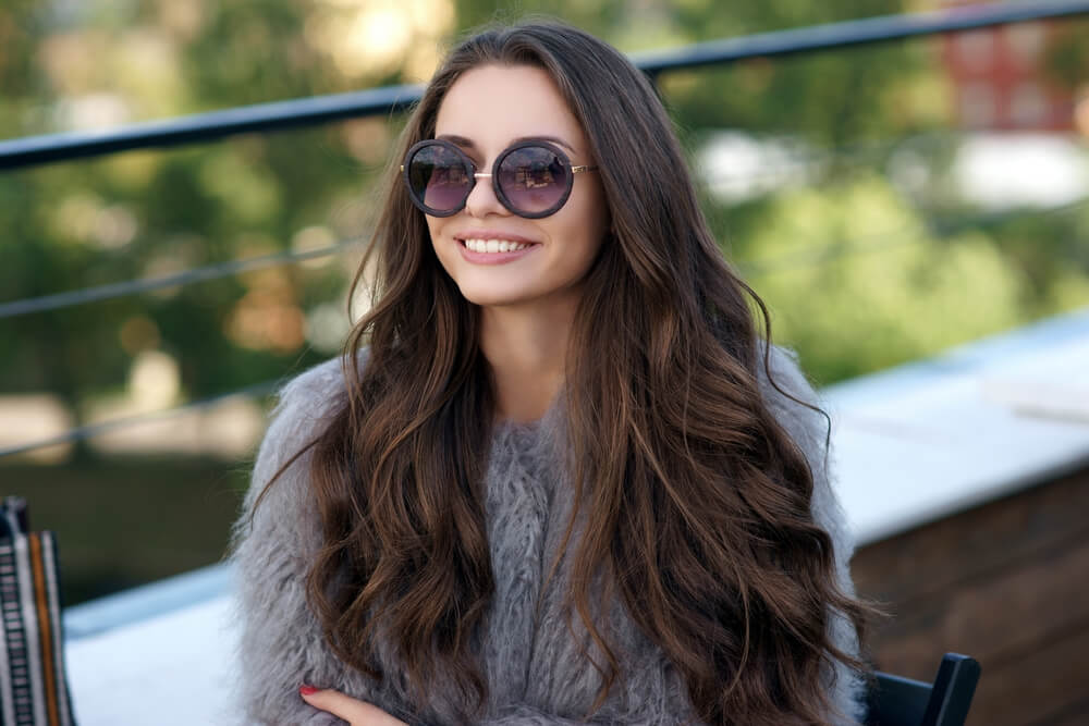 Woman with long thick hair