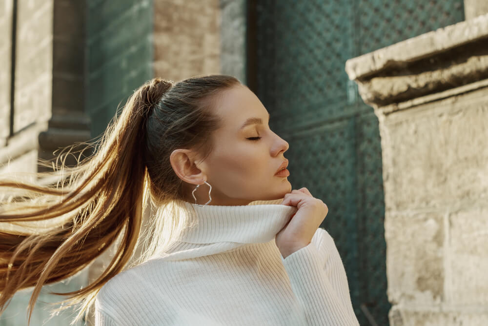 Woman with ponytail