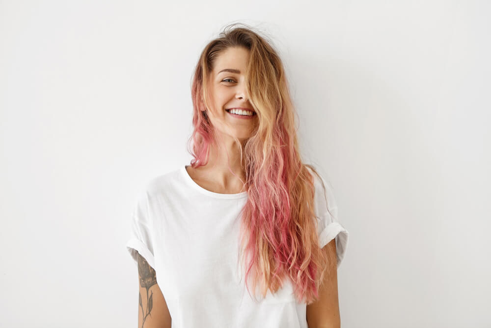 Woman with dip dye hair
