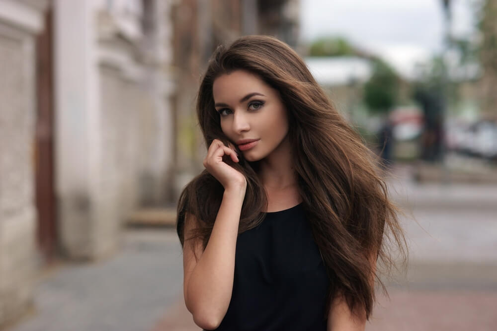 Woman with heavy hair