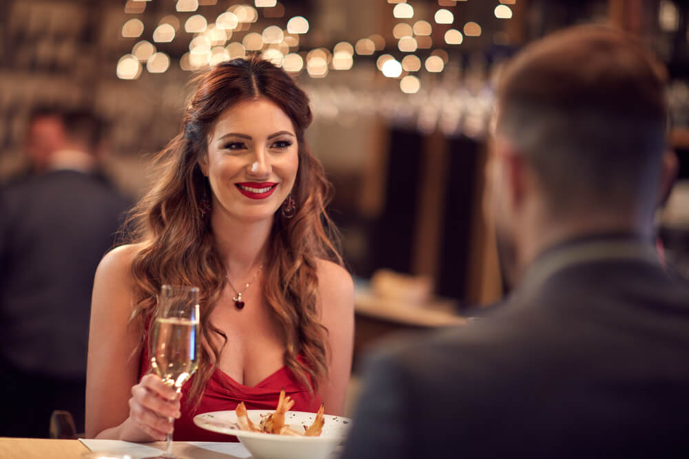 Woman with romantic hairstyles on date