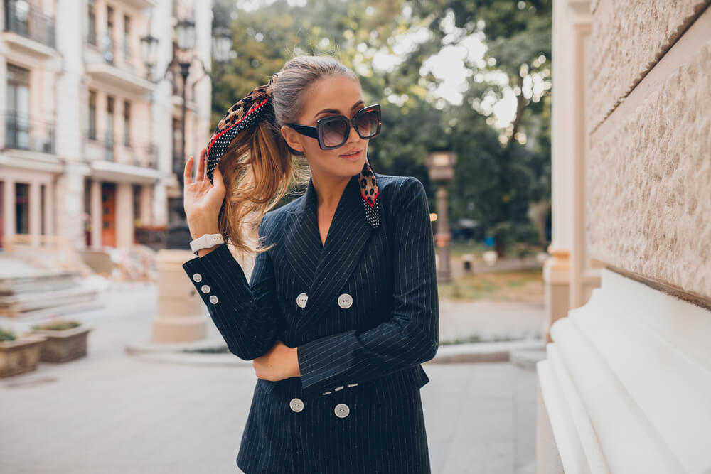 Woman with scarf in hair