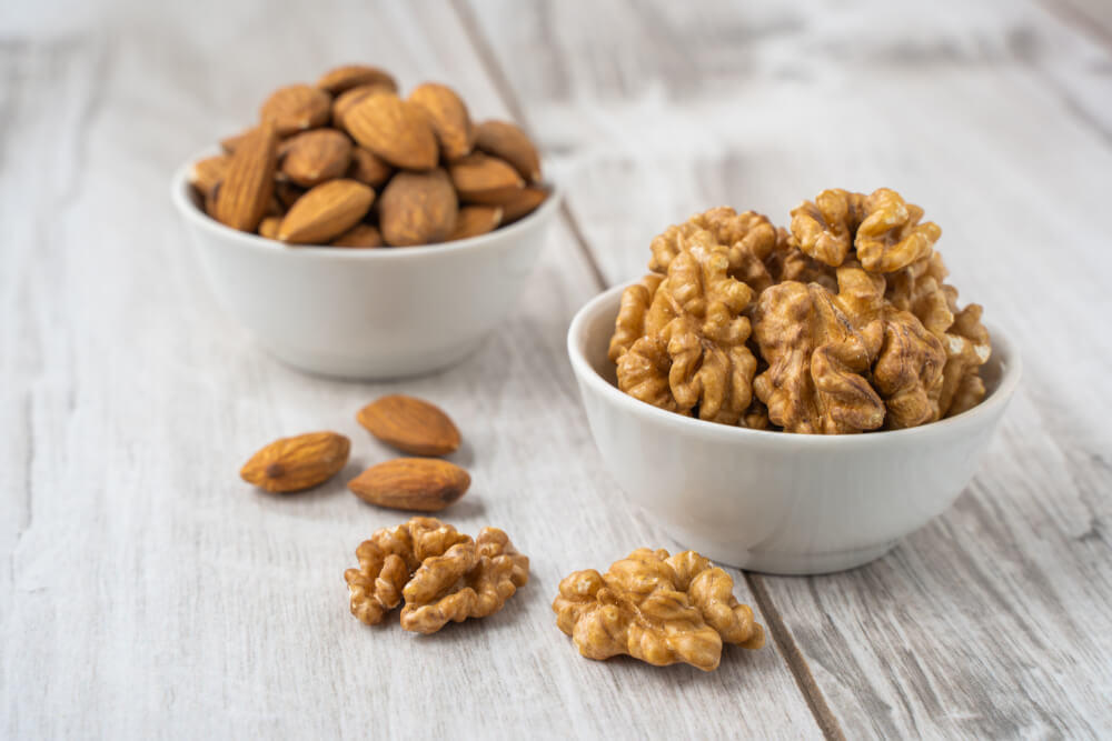Bowl of nuts -diet for healthy hair