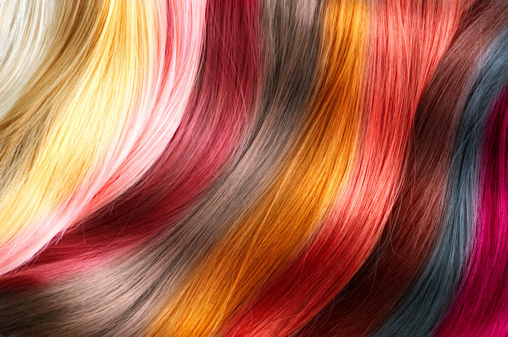 Different colored hair strands