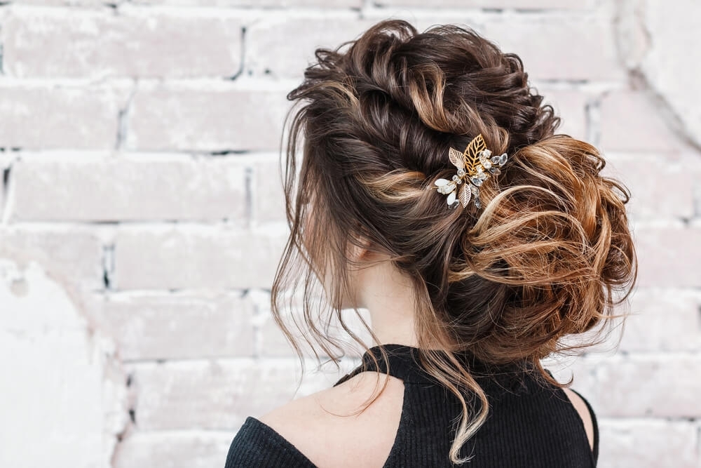 up-do with hair broach