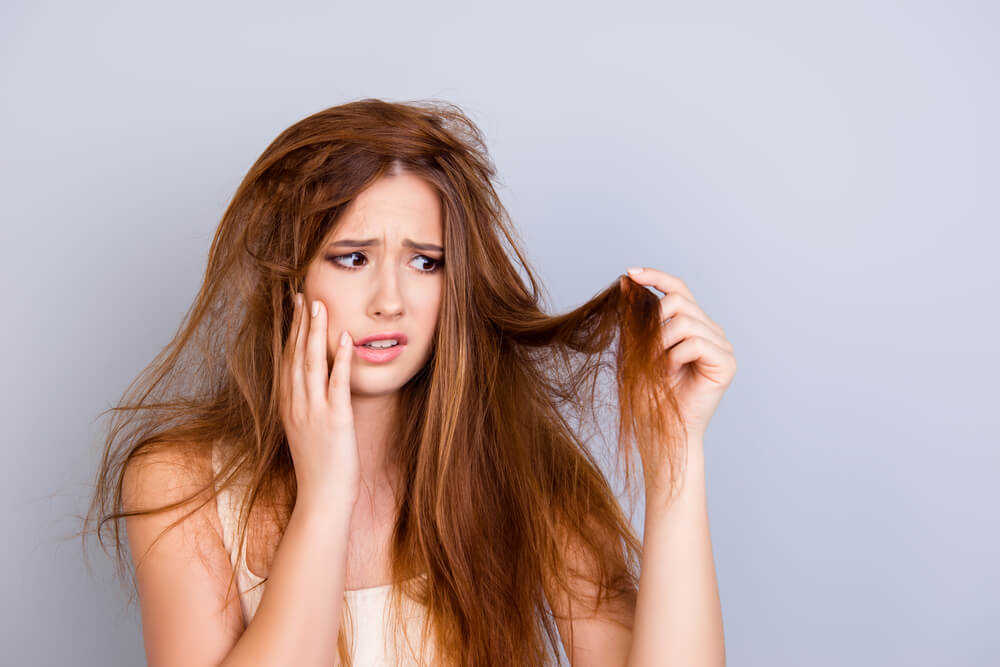 woman damaged hair