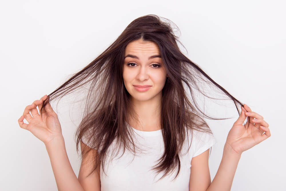 woman frizzy hair