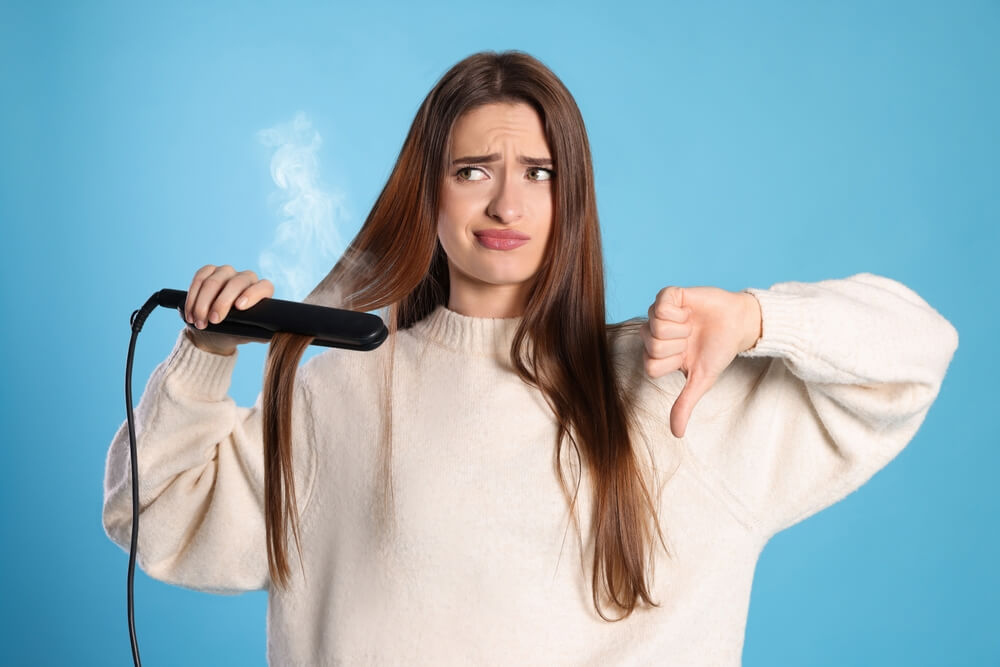 woman damaging hair