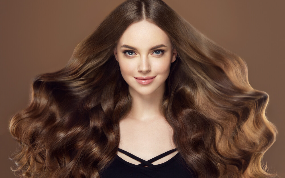 woman long thick hair